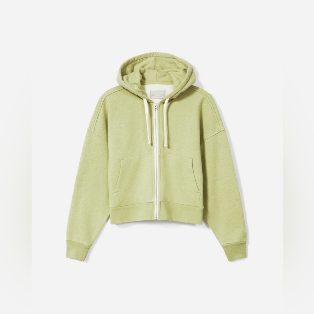 Everlane The Track Organic Cotton Hoodie Cropped Green